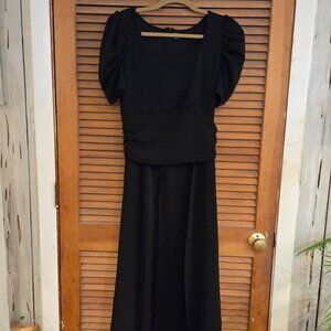 open front top with puffy sleeved and back zipper